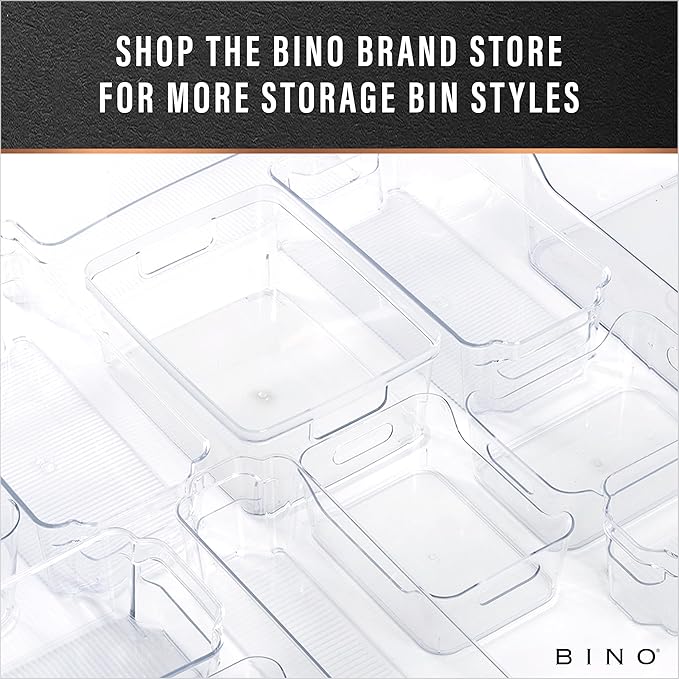 BINO | Plastic Storage Bins, Large | THE HANDLER COLLECTION | Multipurpose Organizer Bins | Kitchen Pantry Organizers and Storage | Clear Containers for Organizing Home | Freezer Organizer