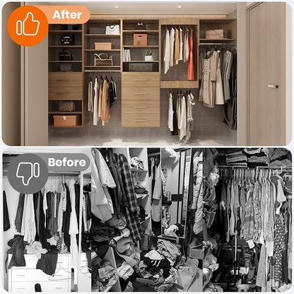 ROOMTEC 19.5" Double Hanging Closet Unit, Modular Closet System with Hanging Rod, Wardrobe Organizer for Bedroom or Walk-in Closet, Wall Mounted, Customizable Clothes Storage Unit, Wood