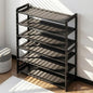 Bamboo Wooden Shoe Rack, Shoe Organizer with Smooth Painted Surface Finishe, Space-Saving Shoe Shelf for Entryway, Living Room, Bedroom (Dark, 6-Tier-27x10x36in)