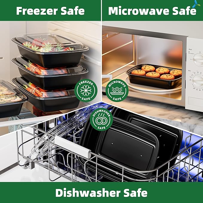 38oz Heavy Duty Meal Prep Containers with Lids, APSIC 50 Sets 1-Compartment Disposable Plastic To Go Containers, BPA Free Microwave Safe Take Out Food Storage Box for Lunch Leftover Freezer Dishwasher