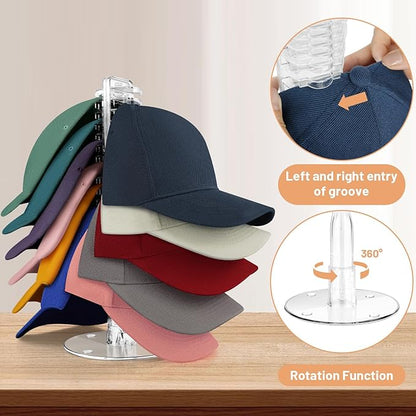 Hat Stand for Baseball Caps, Acrylic Hat Stand Holder Organizer, No Install Hat Racks for Display Storage 48 Baseball Caps for Bedroom, Closet, Dresser, 2PCS
