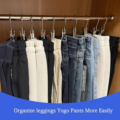Pant Hangers with Clips, Legging Organizer for Closet, 20 Pack Clothes Drying Hangers with Clip Space Saving Hanger Closet Organizers and Storage for Skirt, Shorts, Jeans