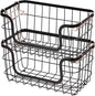 Amazon Basics Stackable Metal Wire Rectangular Storage Baskets for Kitchen, Bathroom or Pantry Organizing, 2 Count, Black
