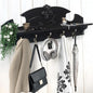 Felt Creative Home Goods Coat Hanger Wall Mount with Shelf Gorgeous 24" Farmhouse Coat Rack with 5 Hooks and Floating Shelf for Entryway, Jackets, Robes, Purses, Keys (Solid Black Pine)