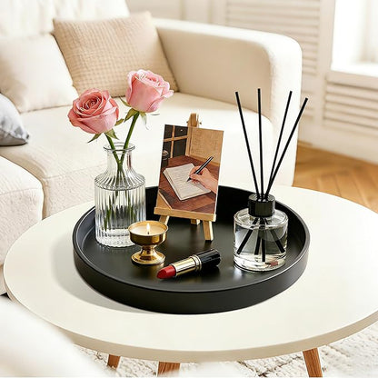 2 Pack 13.5" Bathroom and Vanity Tray, ABS Bathroom Counter Organizer, Coffee Table Decor for Perfume, Candles, Keys &More. Kitchen Countertop Organizer, Decorative Tray Soap Holder, Black