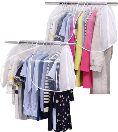 SLEEPING LAMB Hanging Closet Cover for Storage Dustproof Shoulder Cover Garment Protector for Clothes, Coats, Suits, Dresses, 2 Pack, White