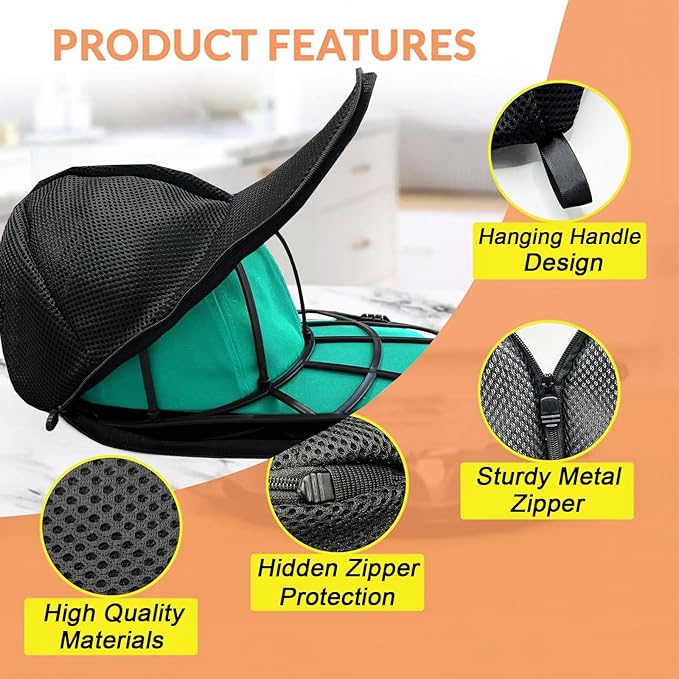 Hat Washer Cage for Washing Machine, Cap Washer with Mesh Bags Baseball Caps Cleaner/Cleaning Protector Cage