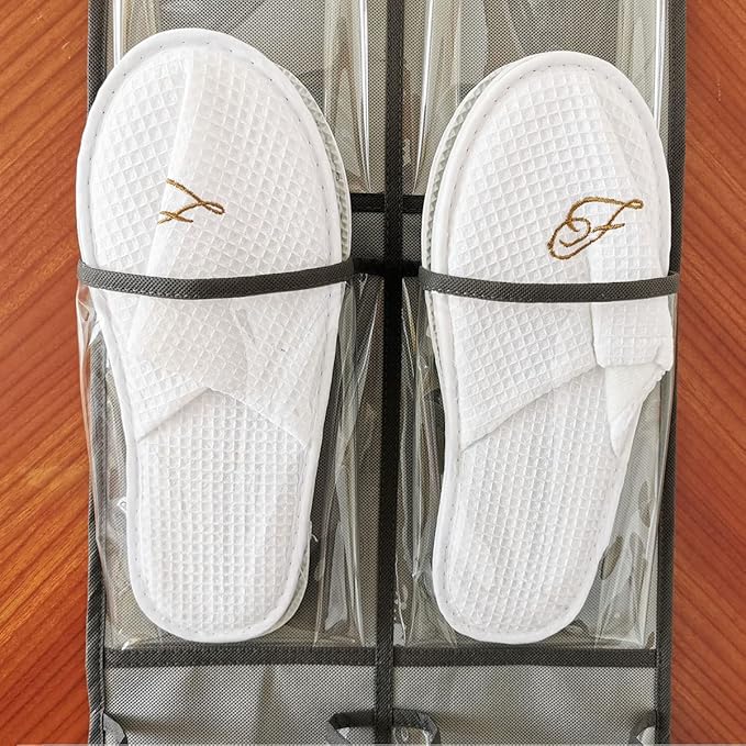 Closet Shoe Organizer Behind Door Hanging Closet Kids Shoe Rack with 12 Clear Large Pockets (12 Pockets-Grey)