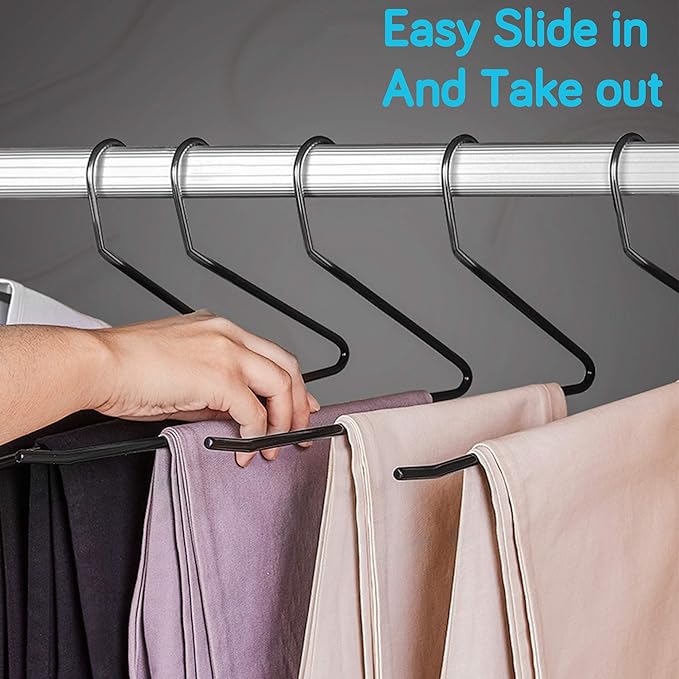 IPOW 24 Pack Heavy Duty Metal Pants Hangers, Jean Hangers for Closet, Open Ended Clothes Hanger for Pant Slack Trouser Scarf, Space Saving, Non Slip