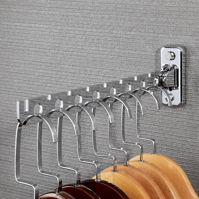 Alise Clothes Drying Rack Wall Mounted Coat Hanger,Folding Hanger Rack Clothes Hook Closet Storage Organizer,Swivel Space Saving Clothes Hanger Rack for Bedroom Bathroom Laundry,2 Pack,Polished Chrome