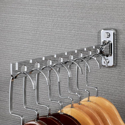 Alise Clothes Drying Rack Wall Mounted Coat Hanger,Folding Hanger Rack Clothes Hook Closet Storage Organizer,Swivel Space Saving Clothes Hanger Rack for Bedroom Bathroom Laundry,2 Pack,Polished Chrome