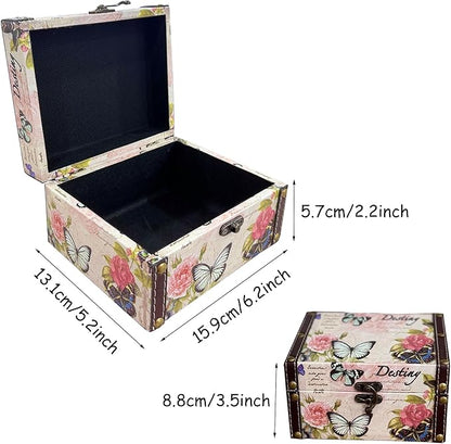 Butterfly Jewelry Box Pink Storage Decorative Box for Jewelry Trinkets Photos Wood Treasure Chest Box for Women Girls Gifts Decorative Keepsake Box Home Decorations