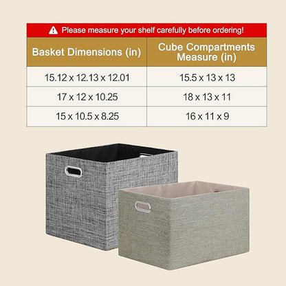 Posprica 15.12"x12.13"x12.01" Storage Cube Bins, Linen Decorative Closet Storage Organizer for IKEA Kallax, 4 Pack Fabric Foldable Large Storage Baskets for Closet, Shelves, Clothes, Toy -Coffee