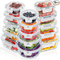 VERONES 30 Pieces Glass Meal Prep Containers Set, Stackable Food Storage Containers with Lids-Airtight Glass Lunch Containers，for Microwave, Oven, Freezer & Dishwasher,White