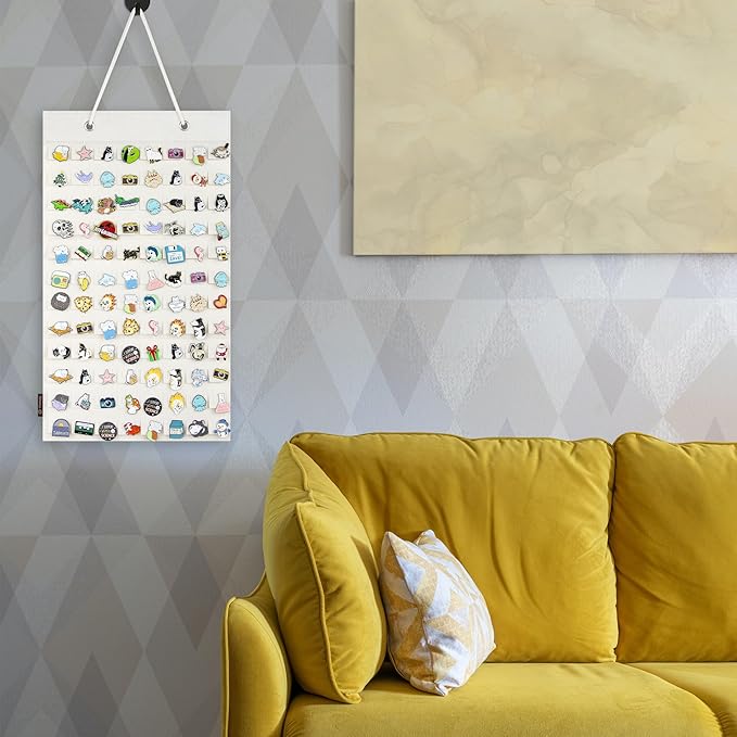 PACMAXI Hanging Brooch Pin Organizer, Display Pins Storage Case, Brooch Collection Storage Holder, Holds Up to 96 Pins.(Not Include Any Accessories) (S-96 Slots, Ivory White, Small)