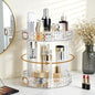 360 Rotating Makeup Organizer, 2 Tier Diamond Pattern Perfume Organizer, 10.6" Large Capacity Skincare Lotion Organizer, Designed for Vanity and Bathroom Countertops, Clear