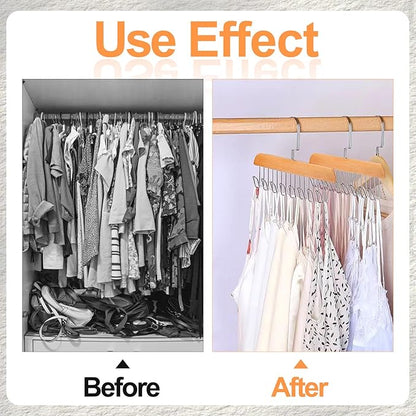 2Pcs Anti Slip Multi Hook Coat Racks,Bra Hangers for Closet Organizer with 8 Hooks 360 °Swivel Belt Hanger for Closet for Belt, Tie, Tank Top, Bra, Scarf (Beige)