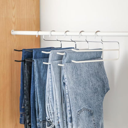 SHIMOYAMA Pants Hangers, 5 Pack, Double Rod Pant Hanger for Jeans, Space-Saving Slack Hangers, Trouser Hangers, Black