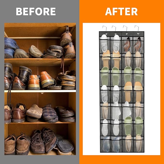 Door Shoe Organizer, 28-Compartment Over The Door Shoe Organizer, Saves Room Space, Suitable for Both Men And Women, And Convenient for Quick Storage
