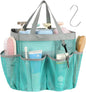 F-color Mesh Shower Caddy Portable, Upgrade Deeper 7 Pockets Shower Bag Basket Bag for College Dorm Room Toiletry Bathroom Essentials Gym Camp Quick Dry 2 handles with S Hook, Mint Green