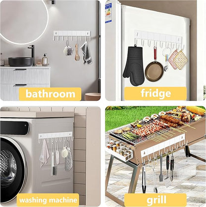 SMRCAD Magnetic Spice Rack Organizer for Fridge Seasoning Organizer for Kitchen storage with Screw Magnetic Shelf with Hook for Refrigerator and Oven (4pack1hook-White)
