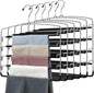 Pants Hangers 6 Pieces,5 Tier Closet Organizers and Storage Clothes Hangers,Hangers Space Saving with Swing Arm,Multiple Metal Hanger Clothes Organization for Pants Trousers Jeans Leggings Slacks