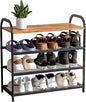 4-Tier Shoe Rack with Large Capacity, Metal Shoe Shelf Organizer, Free Standing Shoe Rack for Front Door Entrance Entryway Hallway Living Room Doorway (11.02"D x 24.41"W x 23.62"H, Rustic)