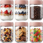 OcePor 6 Pack Overnight Oats Containers with Lids, 16 OZ Glass Mason Overnight Oats Jars, Large Capacity Airtight Jars for Milk, Cereal, Fruit(Pink)