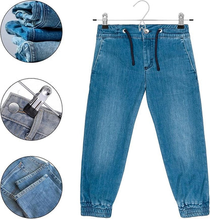 12 Pcs College Dorm Room Supplies Decor Skirt Pants Hangers with Clips Heavy Duty Clip Space Saving Stackable Add on Metal Organization and Storage for Jeans Towels Skirt Trousers Ties Socks