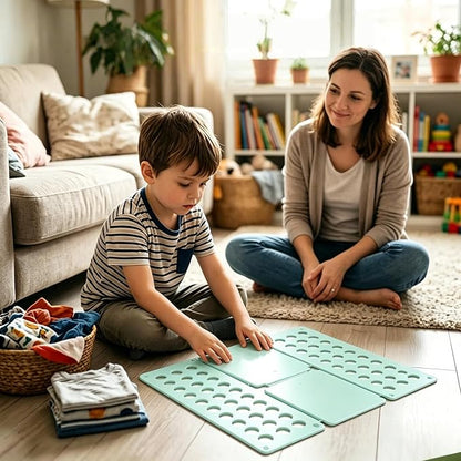 Toddler Shirt Folding Board (Ages 1–7) – Build Independence & Fine Motor Skills, Mini Kids Clothes Folding Board & Shirt Folder, Portable Laundry Organizer for Small Sizes (Sky Blue)