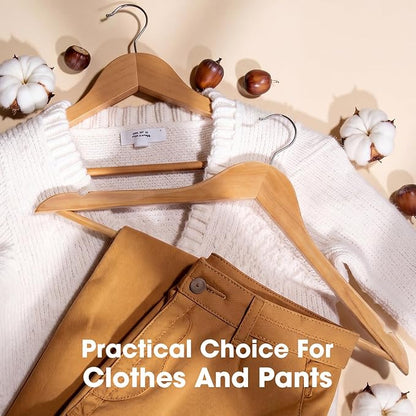 Wooden Hangers 30 Pack Solid Wood Hangers,Heavy Duty Coat Hangers for Closet, Wooden Clothes Hangers for Suits, Shirts, Pants, Jackets(Natural)