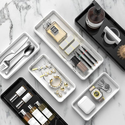 Gurygo 8" Ceramic Bathroom Vanity Tray for Kitchen Counter - Kitchen Soap Tray - Rectangular Ceramic Trays for Bathroom - Porcelain Large Serving Trays (Marble, Set/1)