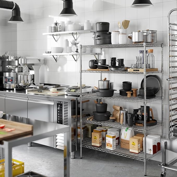 Wire Shelving Kit | NSF Commercial Storage Rack Unit (5-Tier | 64" Height, 21" Deep x 42" Wide)