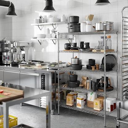 Wire Shelving Kit | NSF Commercial Storage Rack Unit (5-Tier | 64" Height, 21" Deep x 42" Wide)