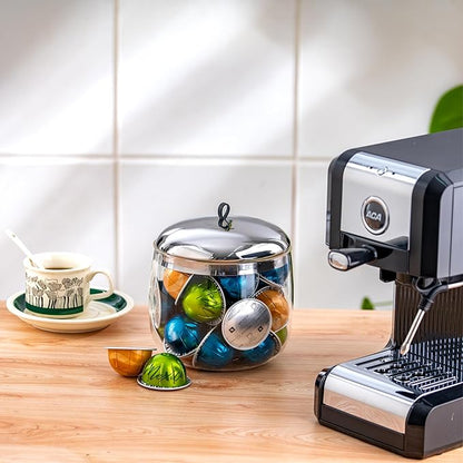 MOLFUJ Coffee Pod Holder, Coffee Pod Storage Compatible with 30 Nespresso Vertuo Pods, Glass K Cup Organizer for Counter, Espresso Capsule Holder for Keurig Kpod