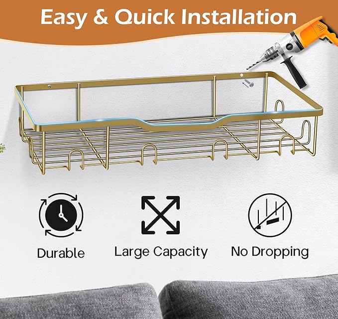 KEETDY Metal Hat Organizer for Baseball Caps Wall Hat Rack Fit 48 Caps Holder, 2 Packs Sturdy Wall Mounted Hat Storage Organizer, Gold