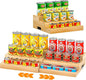 Expandable Can Rack Organizer for Pantry, 3 Tier Wooden Can holder, Canned Goods Organizer Holds Up to 24 Cans Soda, Cannd Food Storage Display for Cabinet, Pantry, Kicthen Countertop