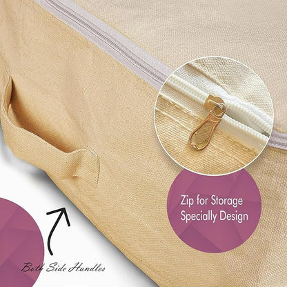 Canvas Storage Bag - Saree Covers with Zip | Canvas Saree/Garment Storage Bag for Dresses, Sarees, Lehengas, Clothes (CANVAS STORAGE BAG L-PACK OF 5, 15 × 13 × 9 Inches PACK OF 5)