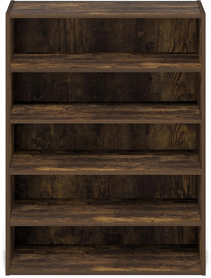Furinno FANO Shoe Rack, 5-Tier Shoe Organizer, Stackable Shoe Storage, 11.4 x 24.2 x 31.5, for Closet Entryway, Office, Garage, Amber Pine