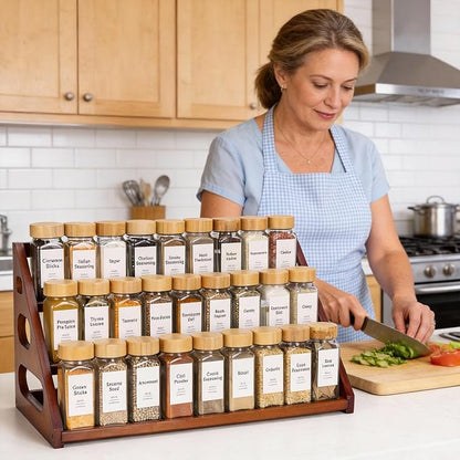 Bamboo 3 Tier Spice racks, Spice Organizer, Kitchen Seasoning Spices Rack, Suitable for Spice Organizers Such as Sitchen Countertops, Stoves, Sorage Rooms (XL)