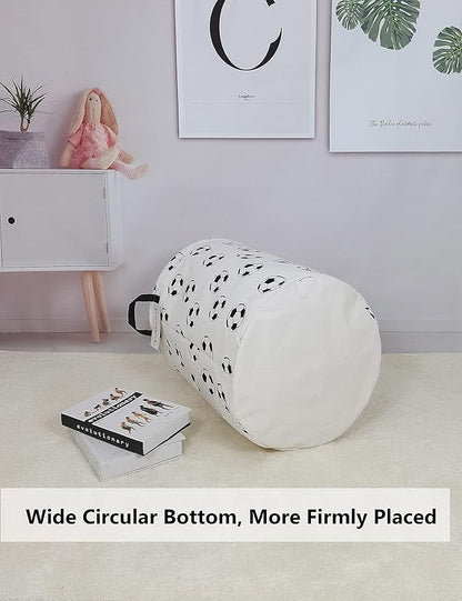 QUEENLALA Large Storage Basket,Laundry Hamper/Bathroom/Home Decor/Collapsible Round Storage Bin,Boys and Girls Hamper/Boxes/Clothing(Round-Football)