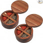 2pcs Acacia Wood Salt and Pepper Bowl 12 oz Salt Cellar with Swivel Lid & Spoon SaltContainer Holder Elegant Seasoning Bowl Container for Kitchen Storage Spice Favorite Seasonings