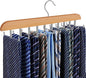 Tie Rack Hanger for Closet, 2 in 1 Belt Tie Hangers with 20 Folding Hooks, 360 Degree Rotating Wooden Tie Holder Organizer for Men Ties Belts Scarves Tank Tops Accessories, Wood (1 Pack)
