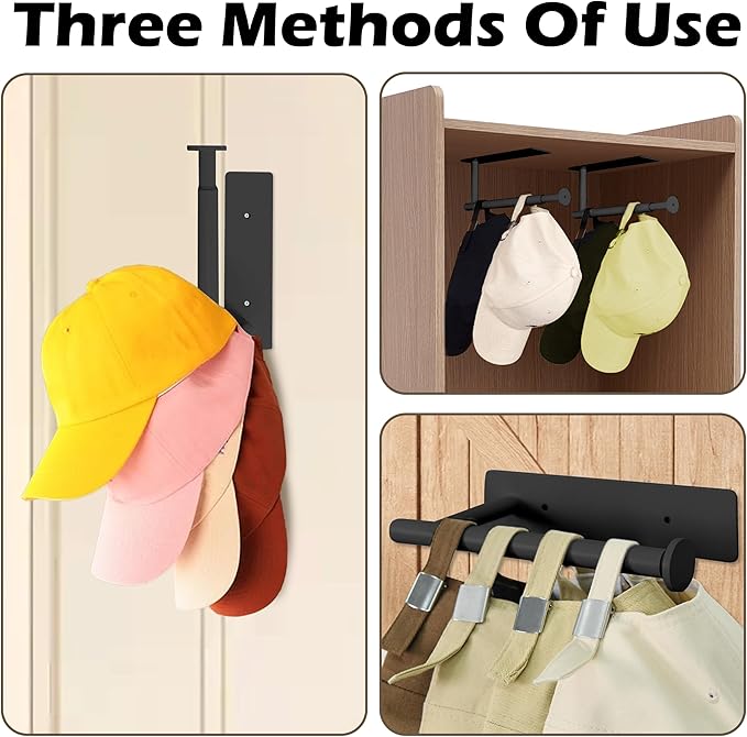 Hat Rack,for Doors, Closet ，Hat Organizer for Wall，Cap Hanger for Baseball Caps ，Closet Organization ，Hat Organizer