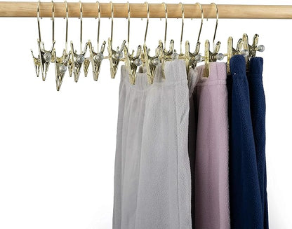 13.8" Gold Metal Pants Trousers Hangers, 60-Pack, Skirts Adjustable Clips Bottom Organization Display Clothes Hanger Display Storage (60 Pack)