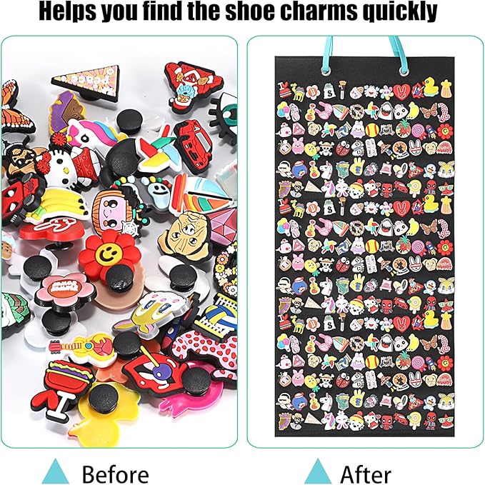 JUXYES Shoe Charms Organizer Wall Hanging Collection Holder with 216 Holes, Portable Decorative Croc Charms Display Hanging Decoration Storage Organizer