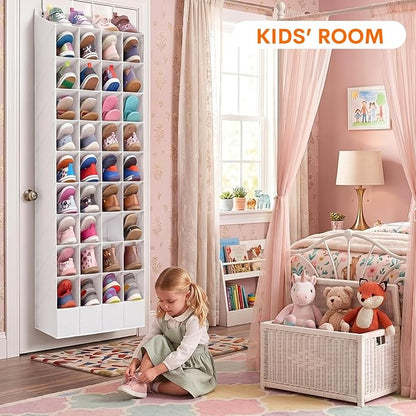 30-40 Pairs Over the Door Shoe Organizer, Large & Deep Pockets Hanging Shoe Rack, Space-Saving Closet Door Organizer Fits Boots,Sneakers or Larger Shoes,Shoe Storage for Bedroom,Small Closet,Entryway