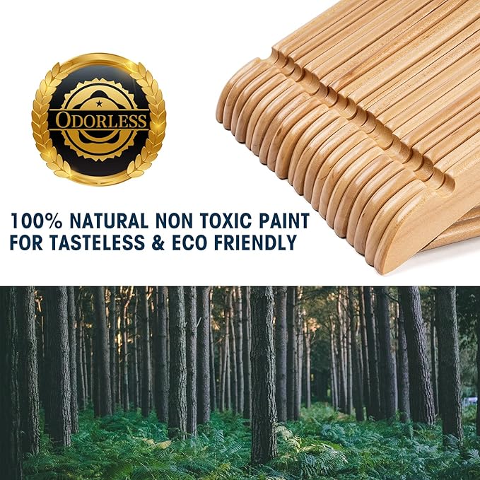 Wooden Hangers 20 Pack Smooth Finish Wood Hanger,Sturdy Clothes Hanger for Suit,Jacket, Pant, Dress,Coat Hangers for Closet (Natural)