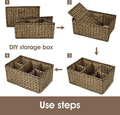 Cosmetic Storage Bins Makeup Organizer, Adjustable Multifunction Storage Box Desk Drawer Divider for Makeup Brushes, Bathroom Countertop or Dresser, Set of 4