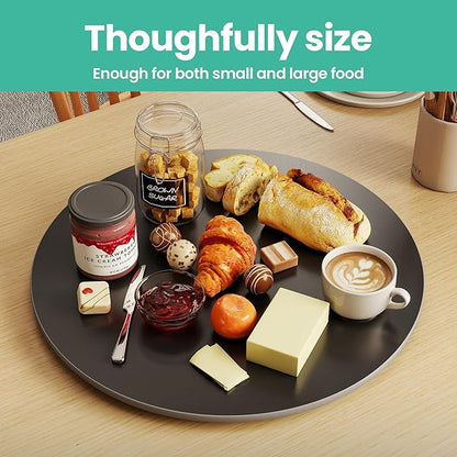 19.7" Lazy Susan Turntable–360° Sinteredstone Silent Anti-Slip Turntable, Table Top Centerpiece for Kitchen, Pantry, Spice Rack, Refrigerator & Dining Table, Black